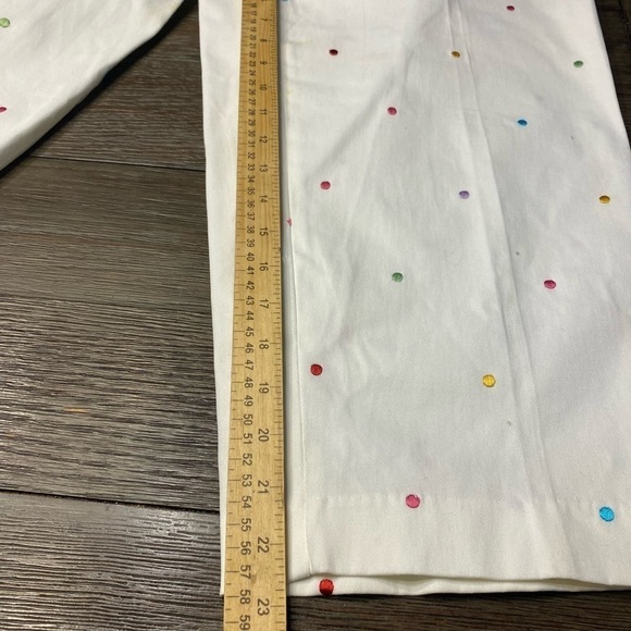 Women’s Colorful Textured Polkadot White Capri Pants by RL Richard Size 14. - Picture 9 of 10